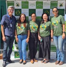 Imagem mostra foto em pé dos fiscais glaucio galindo, cleane pessoa, eloisa, ingrid e Khrisna Tabosa. 